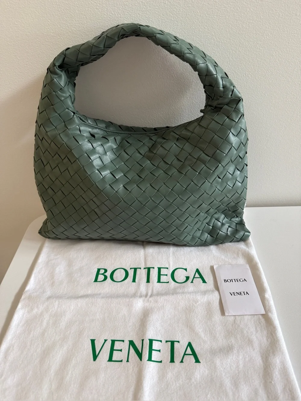 BOTTEGA VENETA Small Hop Nappa Intrecciato Leather Handbag Bag, Aloe Green
